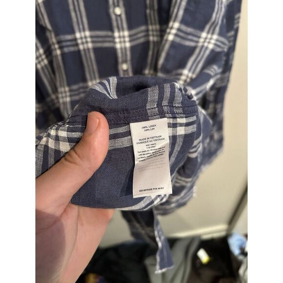 Faherty Mens XL 100% Linen Long Sleeve Button Up Shirt Blue - Picture 6 of 6